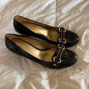 Coach “Charley” black heels with buckle. Size 6.5B.